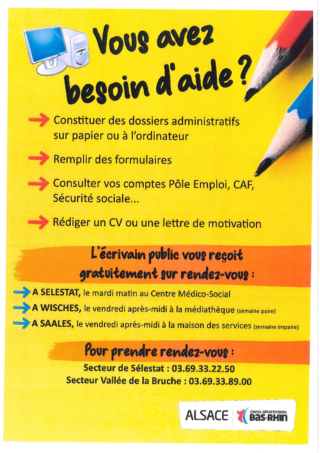 Ecrivain public – aide aux démarches administratives dans la Vallée de la Bruche