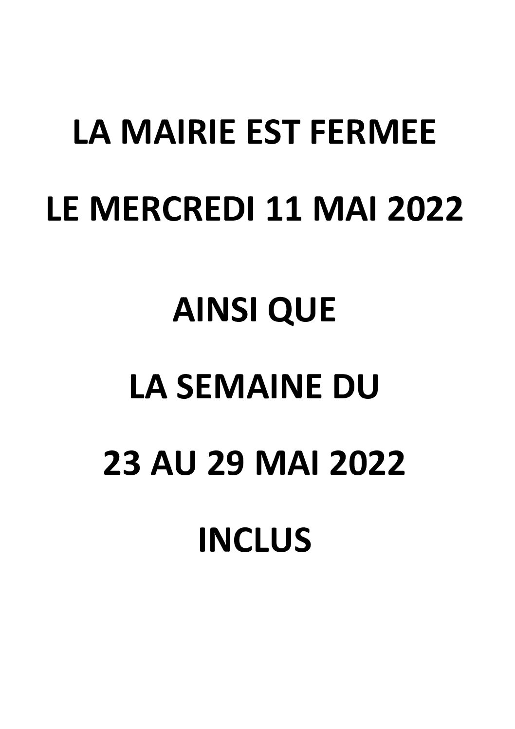 fermeture mairie