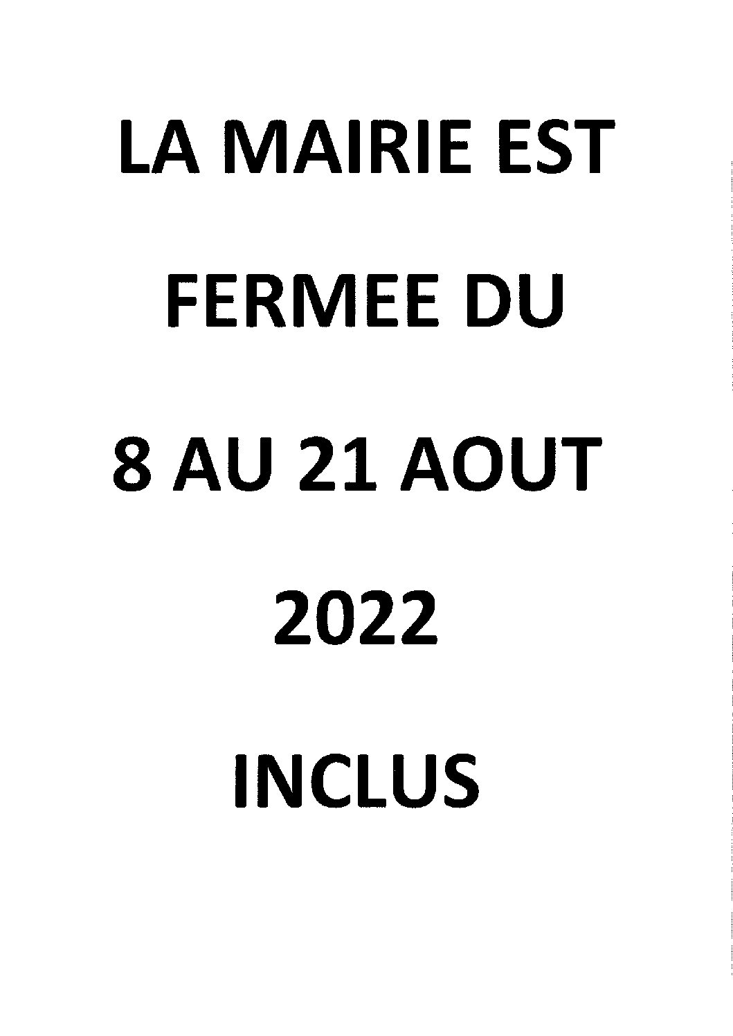 fermeture mairie