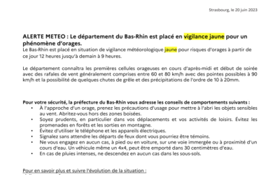 ALERTE METEO – Vigilance jaune orage