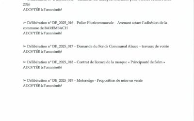 Liste des délibérations du 28 avril 2025