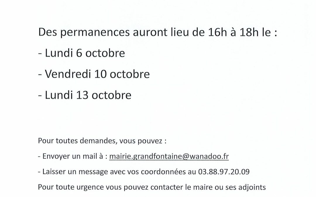 FERMETURE DE LA MAIRIE