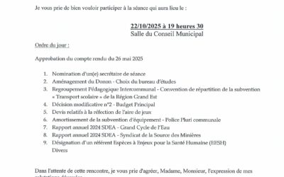 Conseil municipal du 22/10/2025 à 19h30
