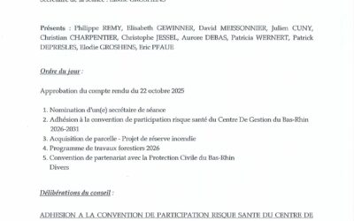 Liste des délibérations du 19 décembre 2025