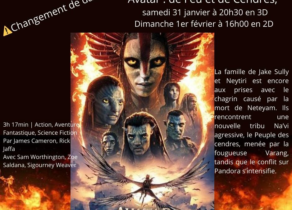 CINÉMA LE ROYAL A ROTHAU – AVATAR – MODIFICATION DE DATE