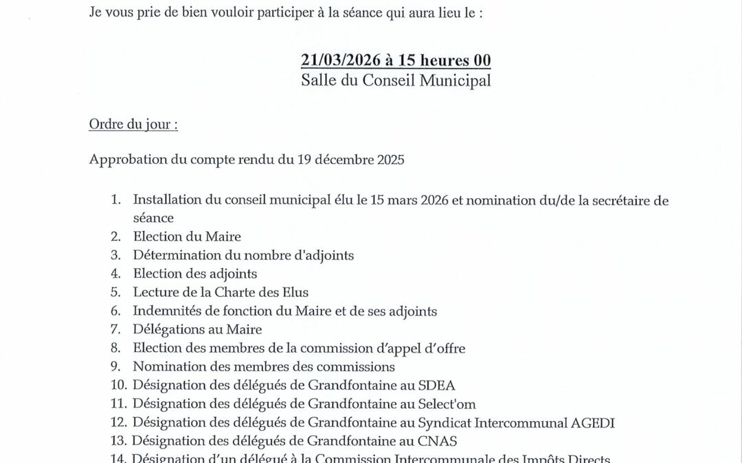 CONSEIL MUNICIPAL DU 21/03/2026