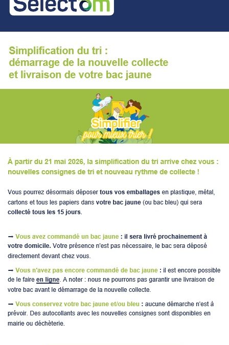 SELECT&rsquo;OM – INFORMATION SIMPLIFICATION DU TRI