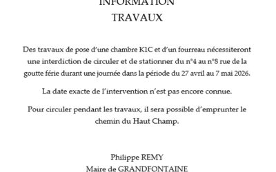 INFORMATION TRAVAUX