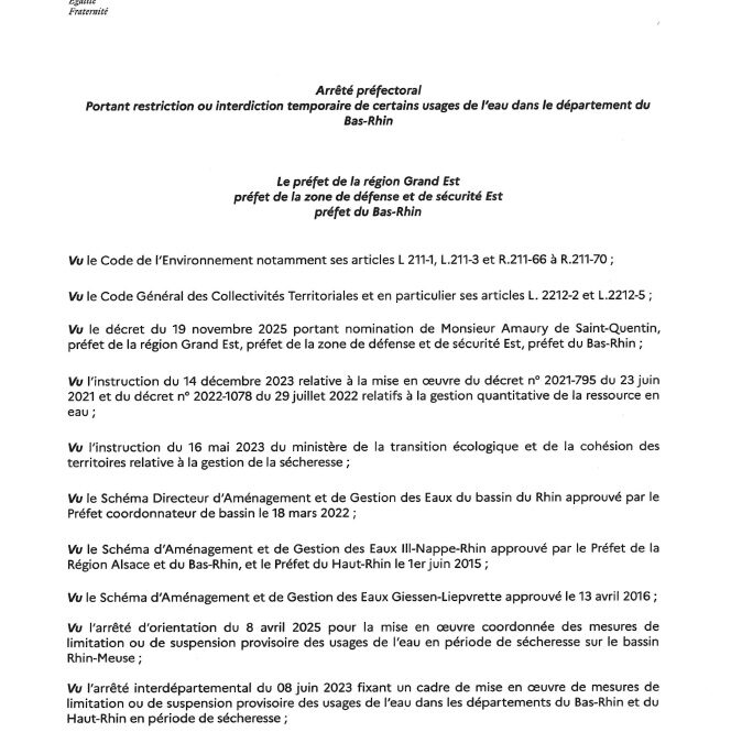 SÉCHERESSE – La bruche en alerte renforcée