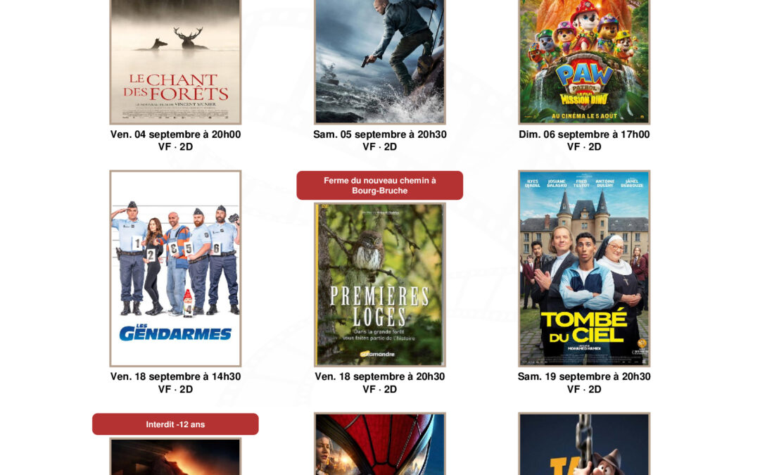CINÉMA LE ROYAL A ROTHAU – PROGRAMME DE SEPTEMBRE