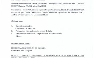 Liste des délibérations du 28 juillet 2026