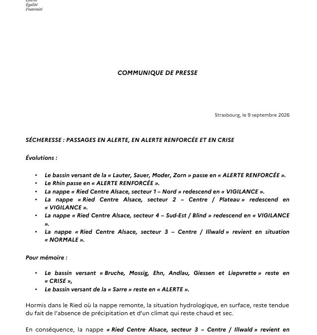 SÉCHERESSE – POINT DE SITUATION