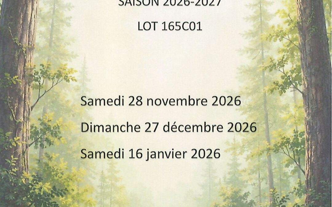 DATES DES BATTUES DE CHASSE – LOT 165C01