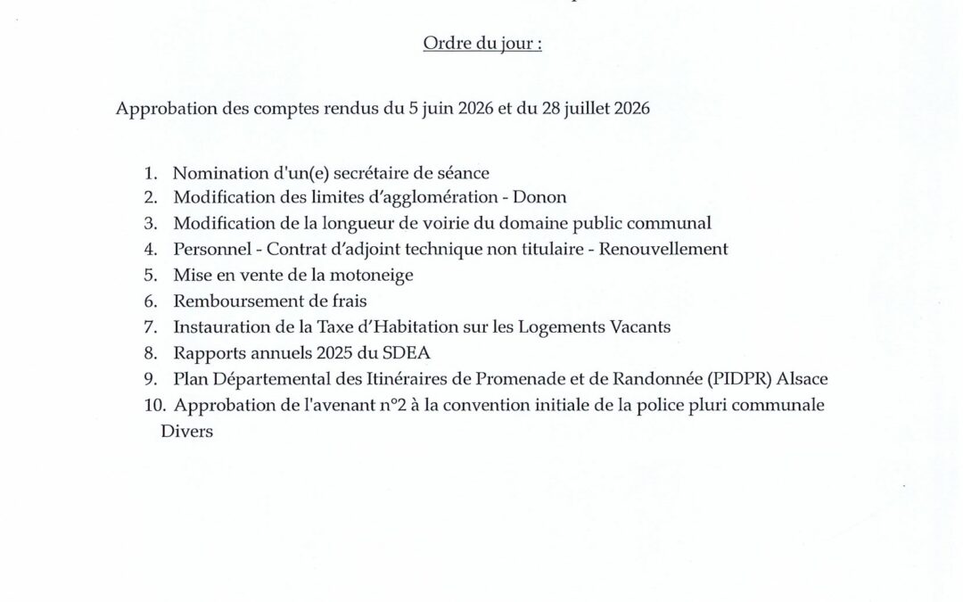 CONSEIL MUNICIPAL DU 25/09/2026