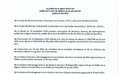 Arrêté préfectoral portant restriction ou interdiction temporaire de certains usages de l’eau du 30 septembre 2026.