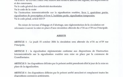 INFORMATION TRAVAUX – CIRCULATION ALTERNEE