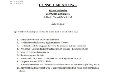 Délibérations du 25 septembre 2026